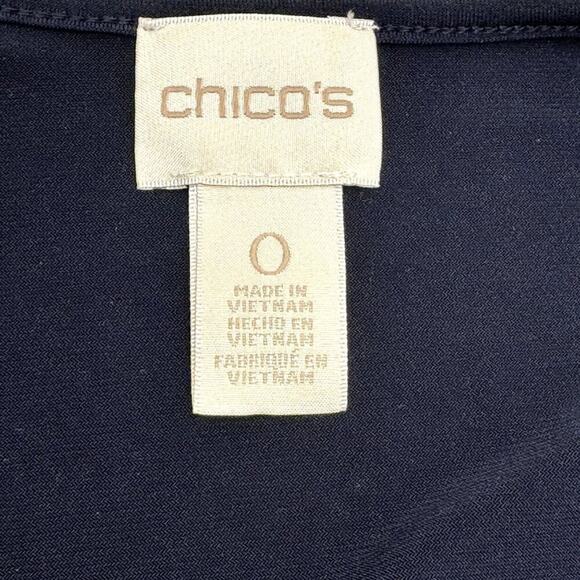 Chico's Open Front Cardigan Jacket Blue 3/4 Sleeve Layering Size Small - Picture 9 of 11